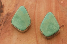 Navajo Jewelry Genuine Kingman Turquoise Sterling Silver Post Earrings